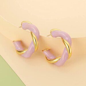 Twisted Gold Hoop Earrings - Chunky Hypoallergenic Earring for Sensitive Ears,